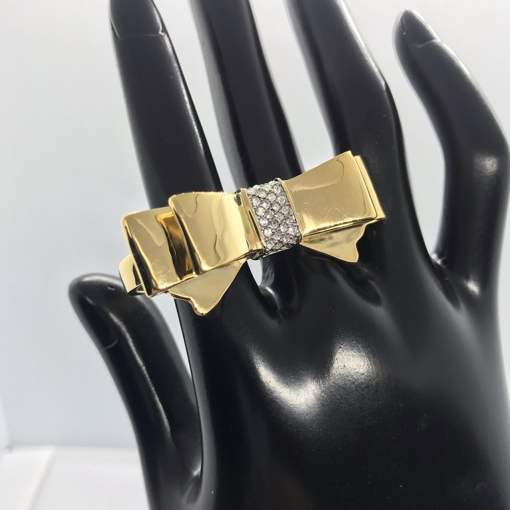 Brand New, Juicy Couture Gold Tone Chunky Bow Double Finger Ring , size 7